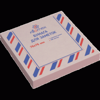 Клейкая бумага для заметок "Attomex" 76x76 мм, 100 листов, офсет 75 г/м², розовая