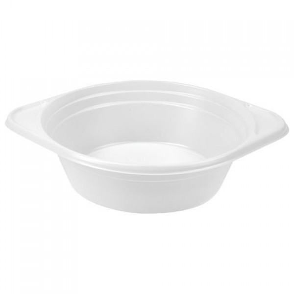 Одноразовые тарелки суповые, КОМПЛЕКТ 100 шт., пластик, 0,5 л, "БЮДЖЕТ", белые, ПС, холодное/горячее, LAIMA