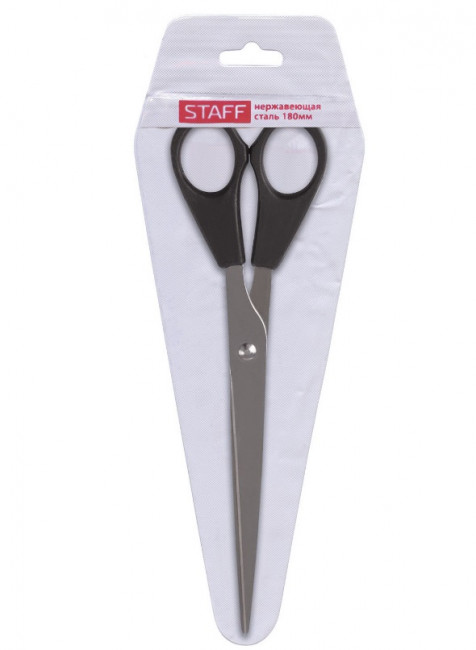 Ножницы STAFF "Basic", 180 мм, чёрные, ПВХ чехол с европодвесом, 236939 Ножницы STAFF "Basic", 180 мм, чёрные, ПВХ чехол с европодвесом, 236939