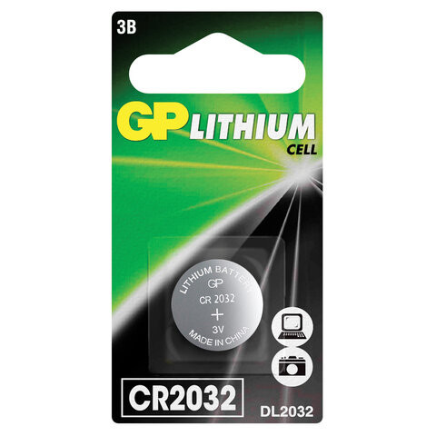 Батарейка GP Lithium, CR2032, литиевая, 1 шт., в блистере, CR2032-C1