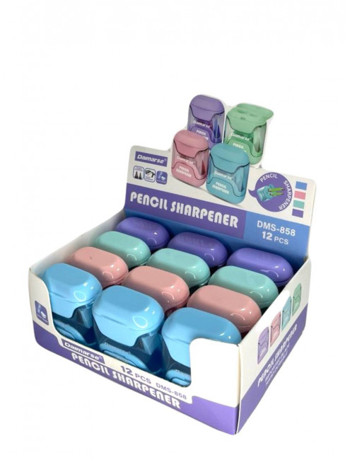 Точилка фигурная пластиковая двойная, с ластиком, ассорти цвета, Daimarse (12)