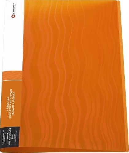 Папка А4, на 4 кольцах 20мм, пластиковая, оранжевая, LAMARK/RF0069-WOR (12/72)