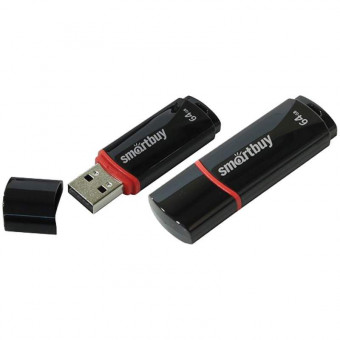 Флеш-диск 64 GB, SMARTBUY Crown, USB 2.0, черный