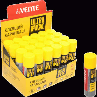 Клеящий карандаш PVA-P основа "deVENTE. Ultra Fix" 21 г в картонном дисплее с пластиковым поддоном