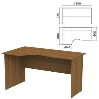 Стол письменный эргономичный "Канц", 1400х800х750 мм, левый, цвет орех пирамидальный