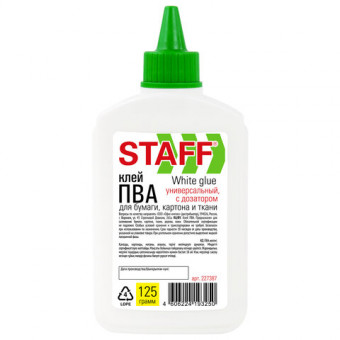 Клей ПВА STAFF EVERYDAY, 125 г, с дозатором