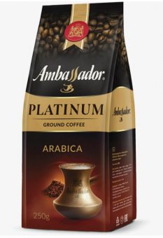 Кофе молотый AMBASSADOR "Platinum" 250 г, арабика 100%
