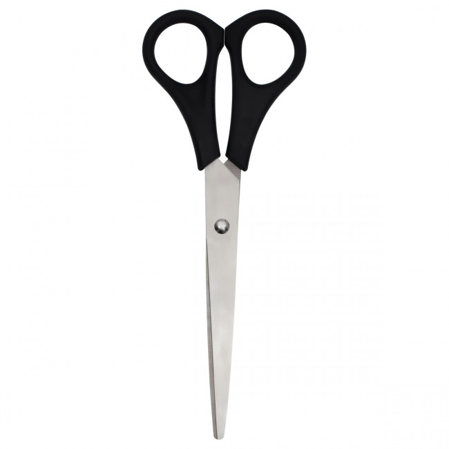 Ножницы OfficeSpace 20см, черные ручки, ПВХ чехол с европодвесом