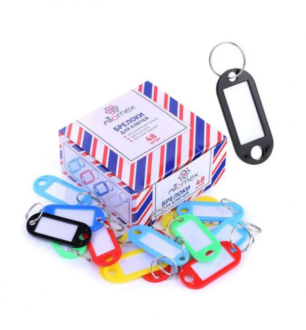 Брелок для ключей "deVENTE. sigNATURE" непрозрачный пластик, 50x22 мм, размер инфо-окна 30x15 мм, металлическое кольцо, 48 шт в картонной коробке, ассорти 3 цвета