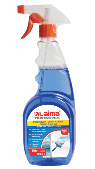 Средство для мытья стекол и зеркал 750 мл, LAIMA PROFESSIONAL, свежий озон, распылитель, 602301