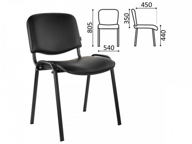 Стул для персонала и посетителей BRABIX "Iso CF-005", черный каркас, кожзам черный