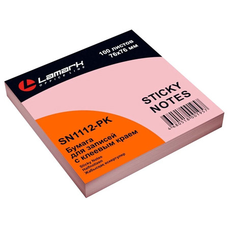 Бум/зам. LAMARK 76x76, розовая пастель (12)