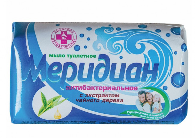 Мыло туалетное 100 г АНТИБАКТЕРИАЛЬНОЕ (Меридиан), экстракт чайного дерева, бумажная упаковка Мыло туалетное 100 г АНТИБАКТЕРИАЛЬНОЕ (Меридиан), экстракт чайного дерева, бумажная упаковка