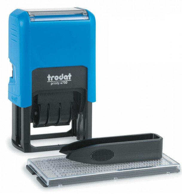 Датер самонаборный, 2 строки + дата, оттиск 41х24 мм, сине-красный, TRODAT 4755/4750, касса в комплекте