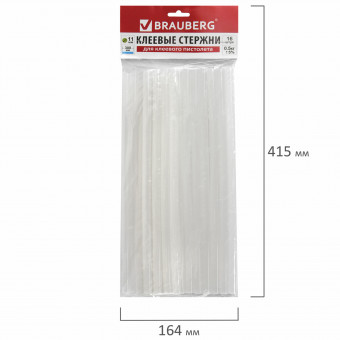 Клеевые стержни, диаметр 11 мм, длина 300 мм, прозрачные, КОМПЛЕКТ 16 штук, BRAUBERG