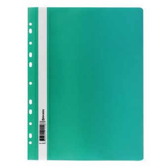 Скоросшиватель пластиковый с перфорацией BRAUBERG, А4, 140/180 мкм, зеленый (10)