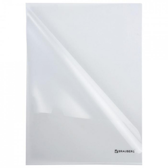 Папка-уголок жесткая BRAUBERG, прозрачная, 0,15 мм