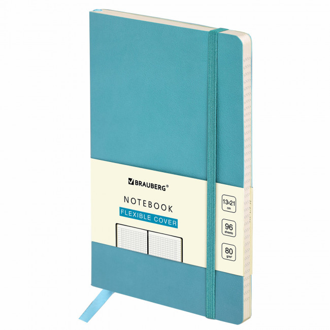 Блокнот А5 96л клетка "Ultra", обложка под кожу, бирюзовый, BRAUBERG/113009 (15)