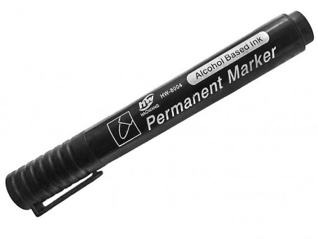 Маркер перманентный BASIR, черный 3 мм, пулевидный наконечник (12)