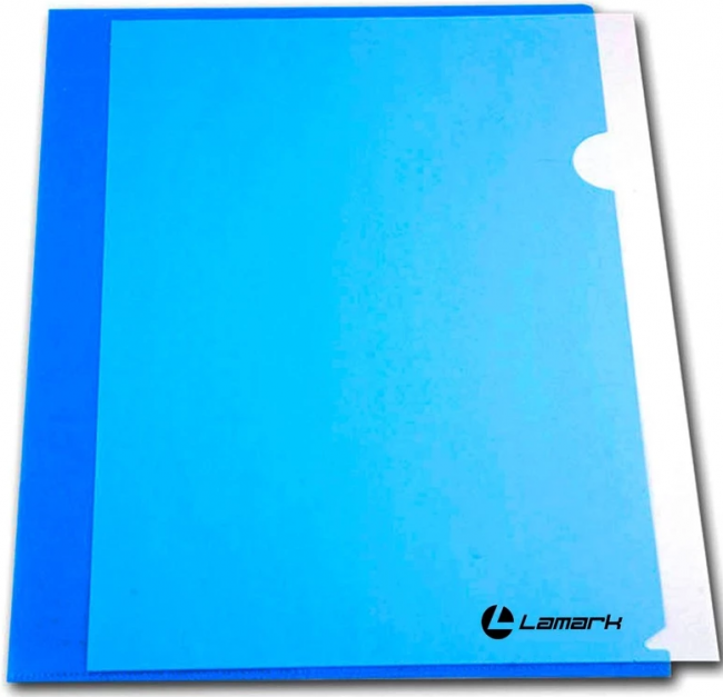 Папка-уголок А4 180мкр,из плотного глянцевого пластика, синяя, Lamark/LF0056-BL (12)