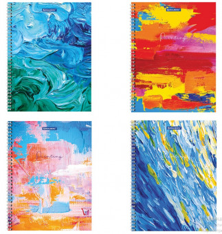 Тетрадь А4, 120 л., BRAUBERG гребень, клетка, обложка картон, "Painting" (4)