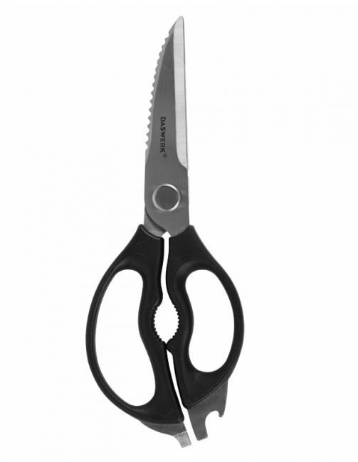 Ножницы кухонные DASWERK, 230 мм, разборные, с открывашками, зазубренные, 608906