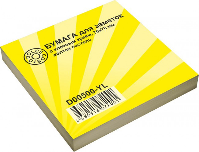 Бумага для заметок DOLCE COSTO с клеевым краем Эконом, 76х76 мм, желтая пастель (12) Бумага для заметок DOLCE COSTO с клеевым краем Эконом, 76х76 мм, желтая пастель (12)