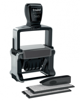 Датер самонаборный металлический, 4 строки+дата, оттиск 56х33 мм, сине-красный, TRODAT 5465, кассы в комплекте