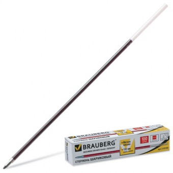 Стержень шариковый BRAUBERG 152 мм, ЧЕРНЫЙ, узел 1 мм, линия письма 0,5 мм