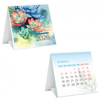 Календарь-домик на 2026г 100*100мм "Флорариум", на гребне, BG