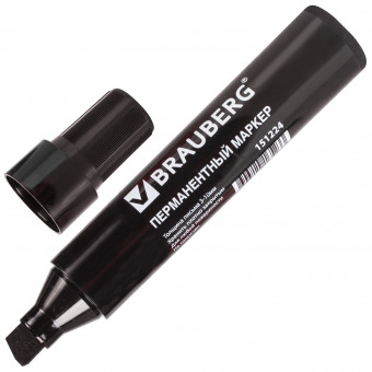 Маркер перманентный BRAUBERG "JUMBO", ЧЕРНЫЙ, ШИРОКАЯ ЛИНИЯ ПИСЬМА, скошенный наконечник, 3-10 мм