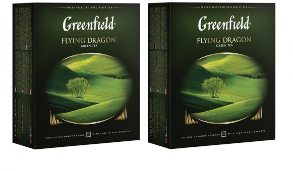 Чай GREENFIELD (Гринфилд) "Flying Dragon", зеленый, 100 пакетиков в конвертах по 2 г