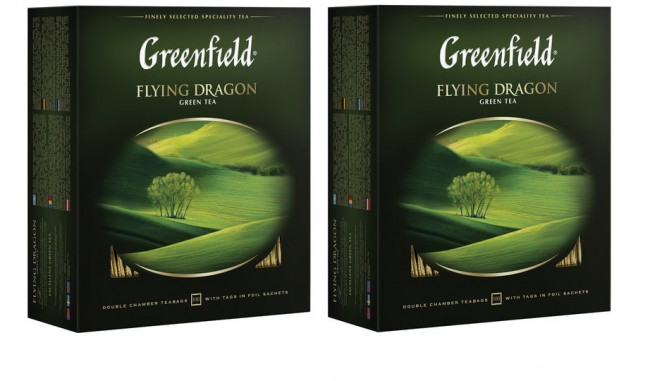 Чай GREENFIELD (Гринфилд) "Flying Dragon", зеленый, 100 пакетиков в конвертах по 2 г Чай GREENFIELD (Гринфилд) "Flying Dragon", зеленый, 100 пакетиков в конвертах по 2 г