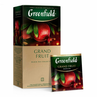 Чай GREENFIELD (Гринфилд) "Grand Fruit", черный, гранат-розмарин, 25 пакетиков в конвертах по 1,5 г