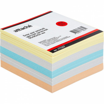 Блок-кубик ATTACHE стандарт 9х9х5 см, цветной с белым 80 г Блок-кубик ATTACHE стандарт 9х9х5 см, цветной с белым 80 г