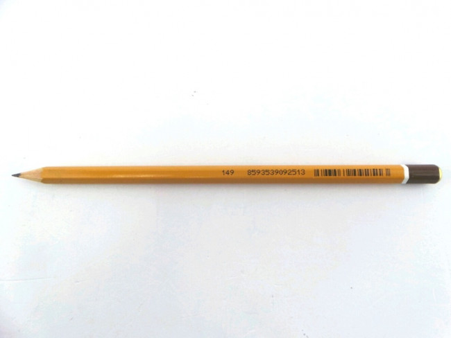 Карандаш чернографитный KOH-I-NOOR 1500, 1 шт., B, без резинки, корпус желтый, заточенный