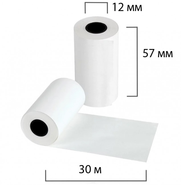 ЧЕКОВАЯ ЛЕНТА (кассовая лента) WENZER OFFICE термочувствительная 57мм х 12мм x 30 метров (00600 т)