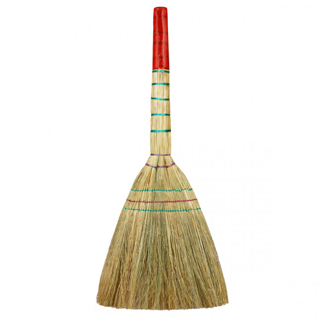 Веник сорго Vega, трехпрошивной, 3-х лучевой, ручка в пленке, 89 см