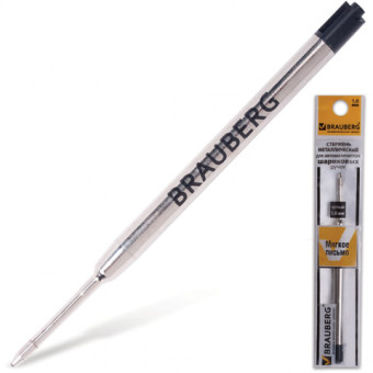 Стержень шариковый BRAUBERG, тип PARKER, металлический, 98 мм, линия 0,5 мм, черный