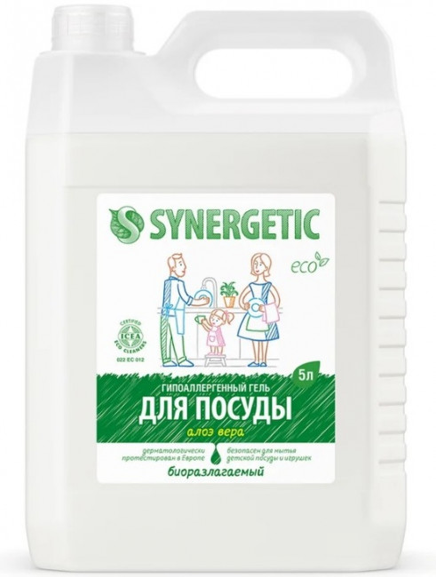 Гель для мытья посуды SYNERGETIC Алоэ-Вера, 5 л