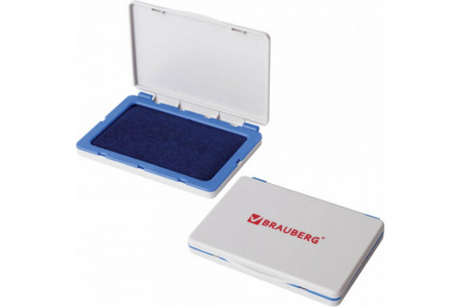 Штемпельная подушка BRAUBERG, 120х90 мм (рабочая поверхность 110х70 мм), синяя краска