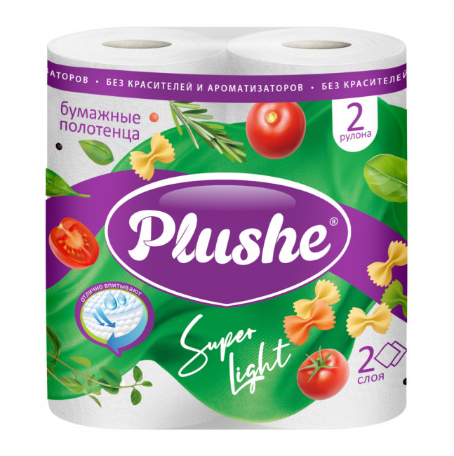 Полотенце бумажное 2 рулона*10м, 2 слоя, белые, Super Light Plushe (12)