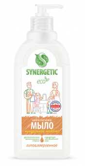 Мыло жидкое 500 мл SYNERGETIC "Миндальное молочко", гипоаллергенное, биоразлагаемое, дозатор (6)