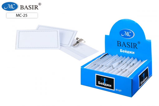 Бейджи  (Name card):прозрачный пластиковый,с металлическим зажимом-прищепкой и булавкой, 90*57mm