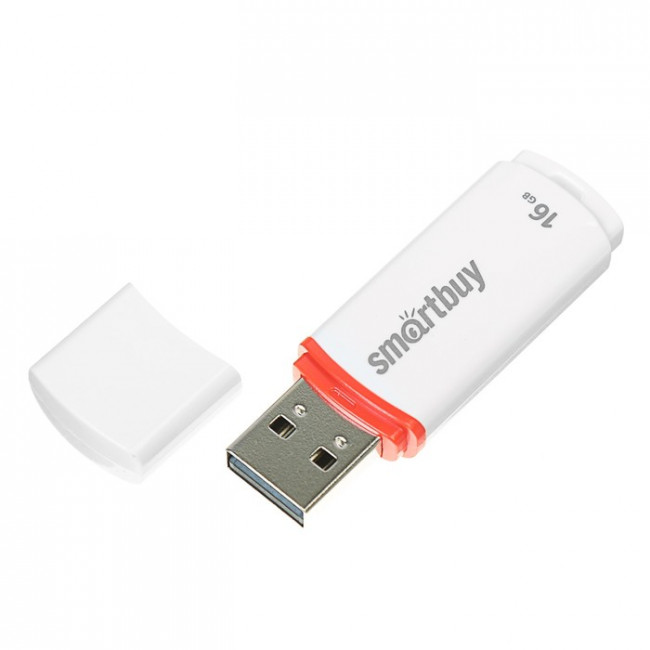 Флеш-диск 16 GB, SMARTBUY Crown, USB 2.0, белый