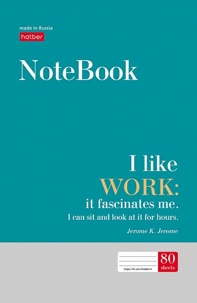 Блокнот А5 (135х205 мм), 80 л., скоба, обложка картон, клетка, HATBER, "Цитаты"