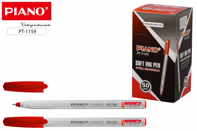 Ручка шариковая "PIANO Correct", красная, 0.7/1.0 мм (на масл. основе) (50)