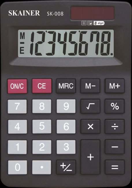 Калькулятор настольный 8-разрядный, малый, чёрный, размер:103 x 137 x 31мм, SKAINER/SK-008
