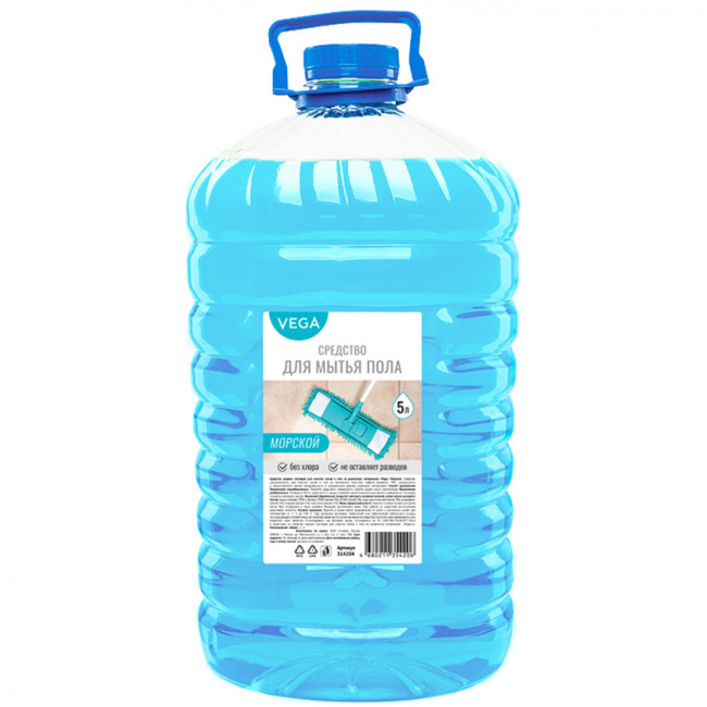 Средство для мытья пола Vega "Морской", ПЭТ, 5л Средство для мытья пола Vega "Морской", ПЭТ, 5л