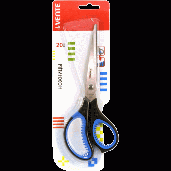Ножницы канцелярские "deVENTE. Gills" 20 см, двухцветные прорезиненные кольца c лепестками, в картонном блистере